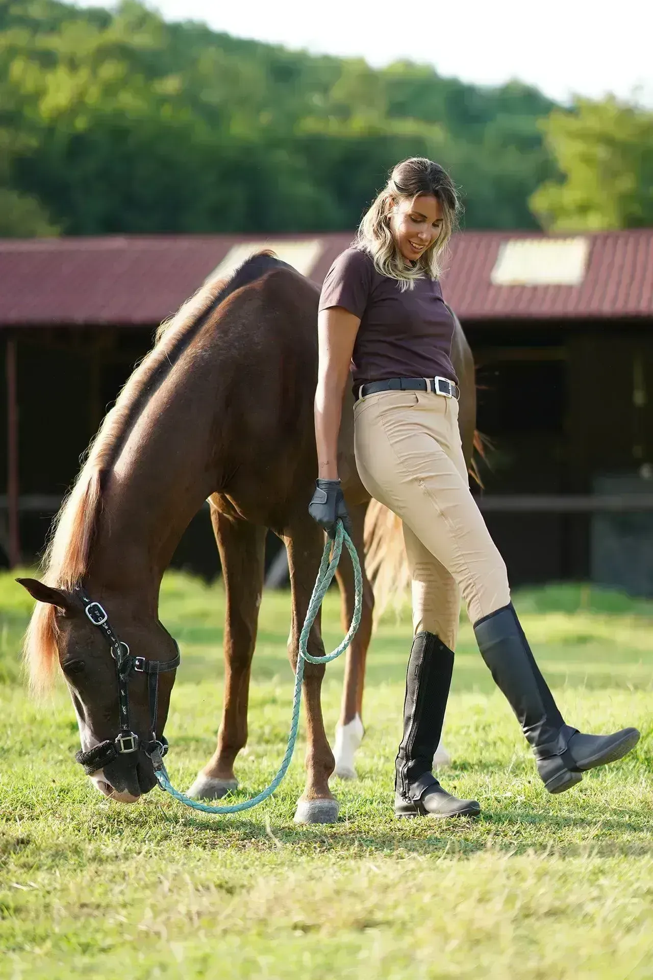 Silikon ve Cep Detaylı Kadın Binici Pantolonu Taş