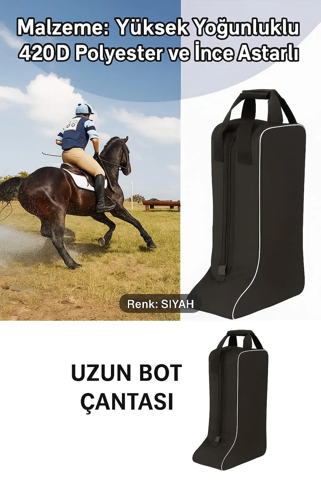 Siyah Renk Binici Çizme Çantası 