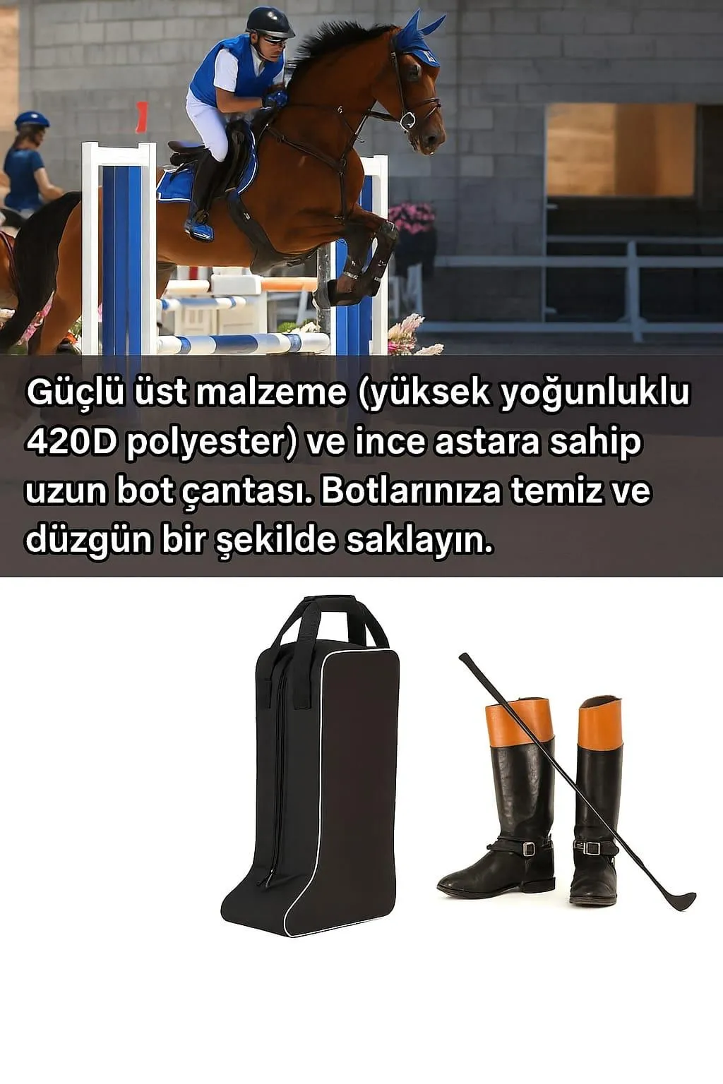 Siyah Renk Binici Çizme Çantası 