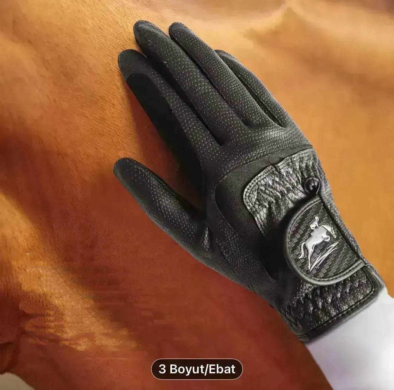 Siyah Renk Unisex Silikon Destekli Binici Eldiveni 